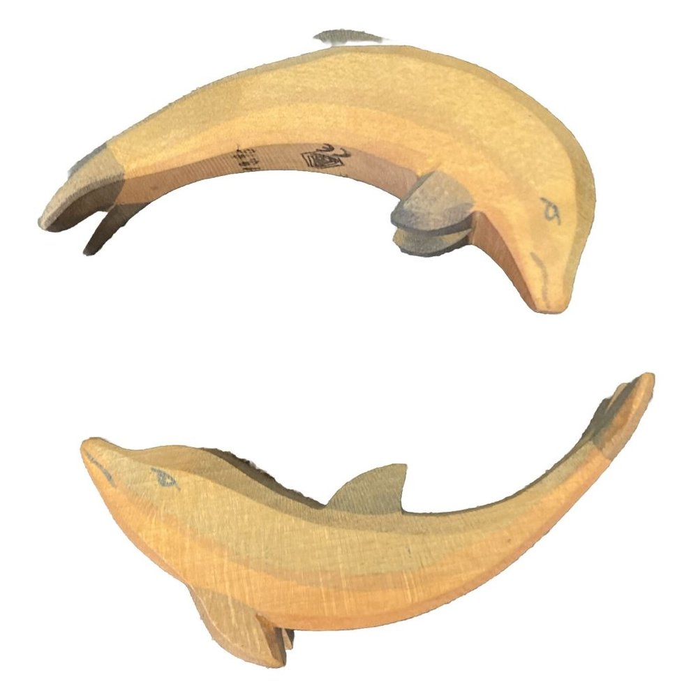 OSTHEIMER  pair of wooden dolphins.  Hand crafted.